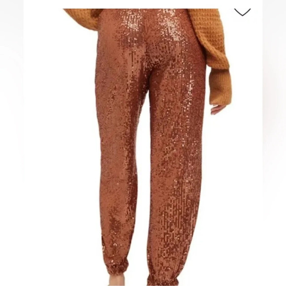 Free People Morelia Sequin Jogger Pants in Bronze size small - Picture 5 of 16